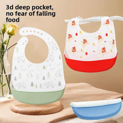 Waterproof Silicone Baby Bib - Pink Ocean
