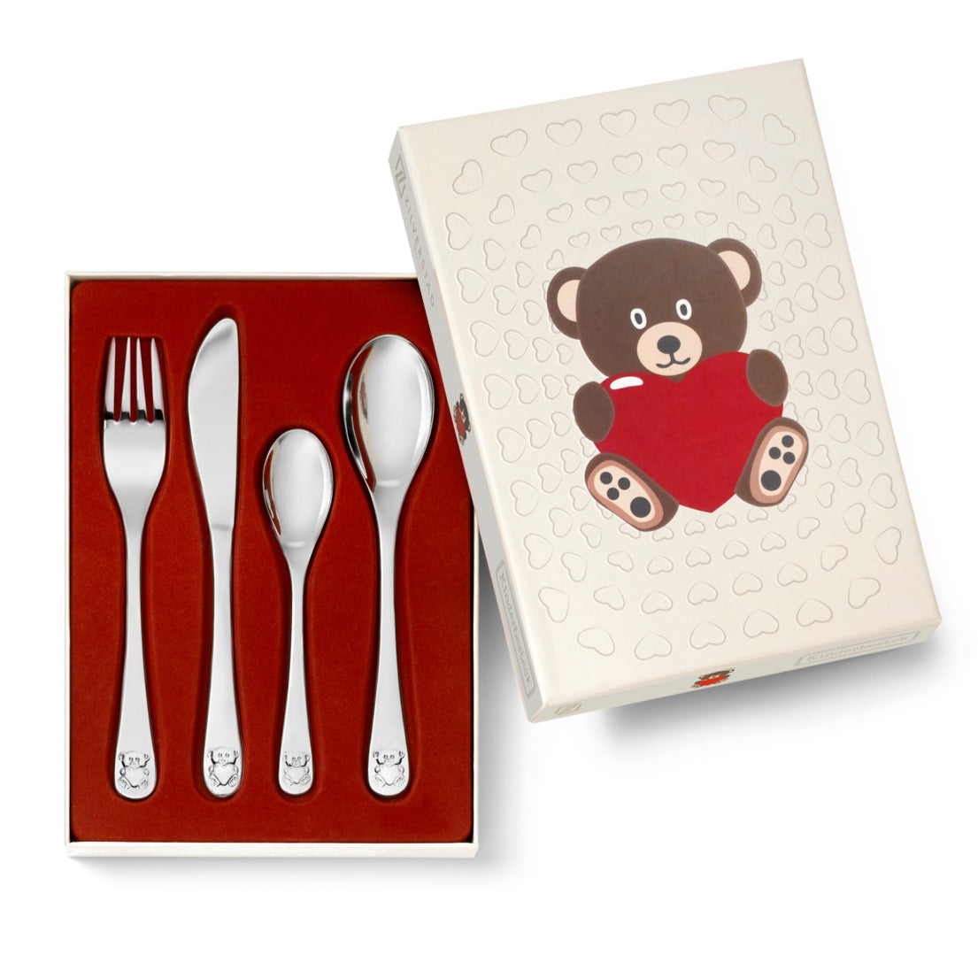 [Zilverstad] Children's Cutlery 4-pcs, Bear with Heart