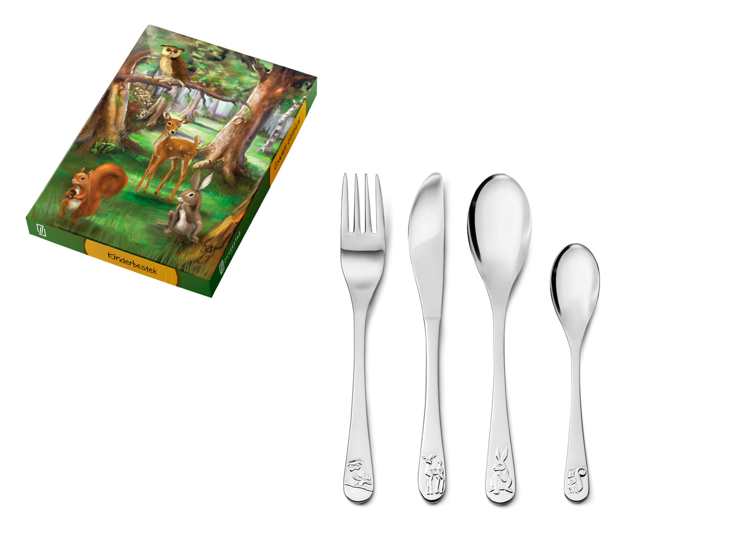 [Zilverstad] Children's Cutlery 4-pcs, Forest Animals