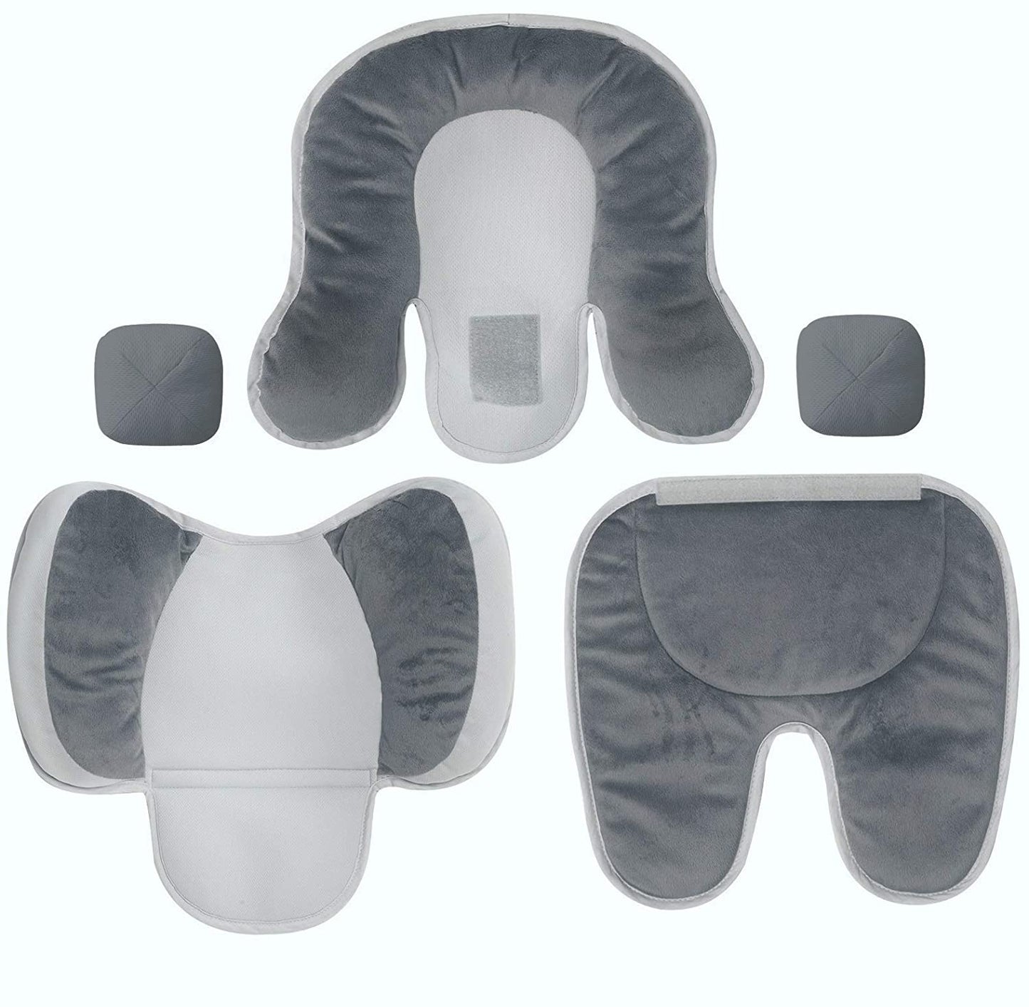 [Lulyboo] Infant To Toddler Breathable Head Neck and Body Support for Car Seat and Stroller - Removable Pillow Inserts - Custom Fit Cushion Adjustable Size - Waterproof Base