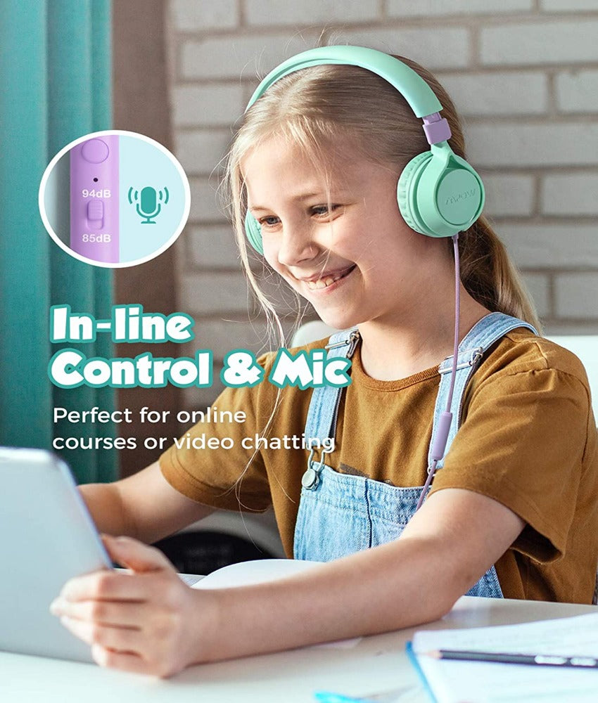 [Mpow] Wired Foldable Headsets for Kids, Headphones with Microphone, Volume-Limiting 85/94dB