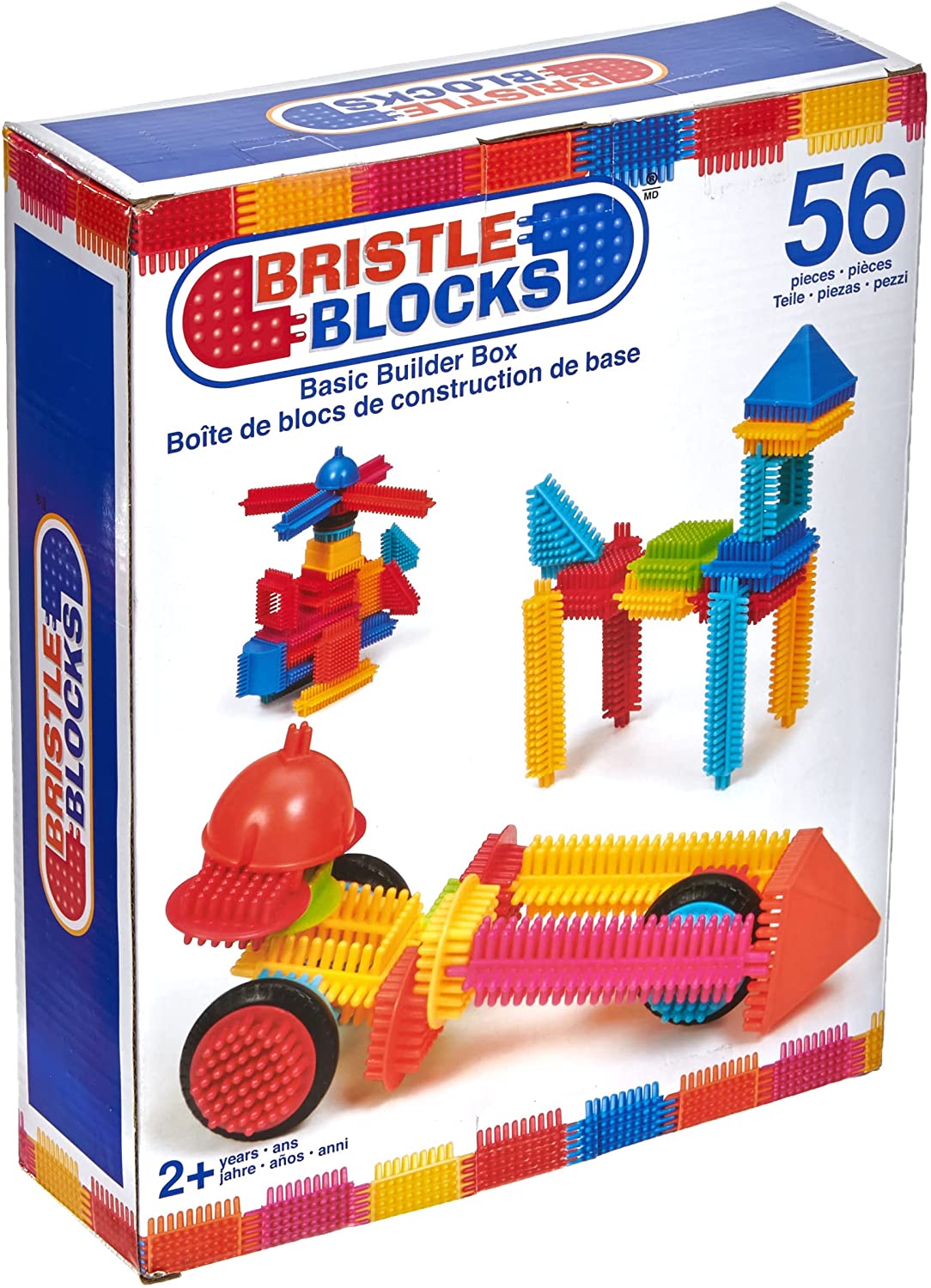 [Bristle Blocks by Battat] 56Pcs Basic Builder Box Building Block Set | STEM Creativity Building Toys