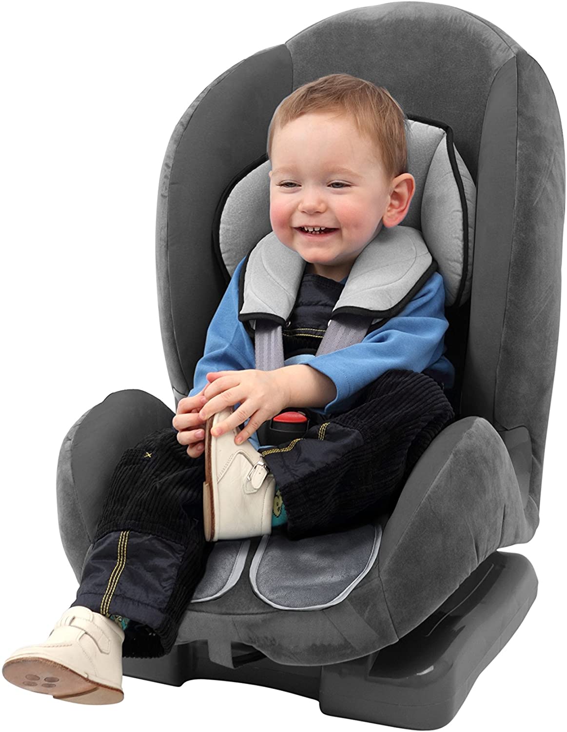 [Lulyboo] Infant To Toddler Breathable Head Neck and Body Support for Car Seat and Stroller - Removable Pillow Inserts - Custom Fit Cushion Adjustable Size - Waterproof Base