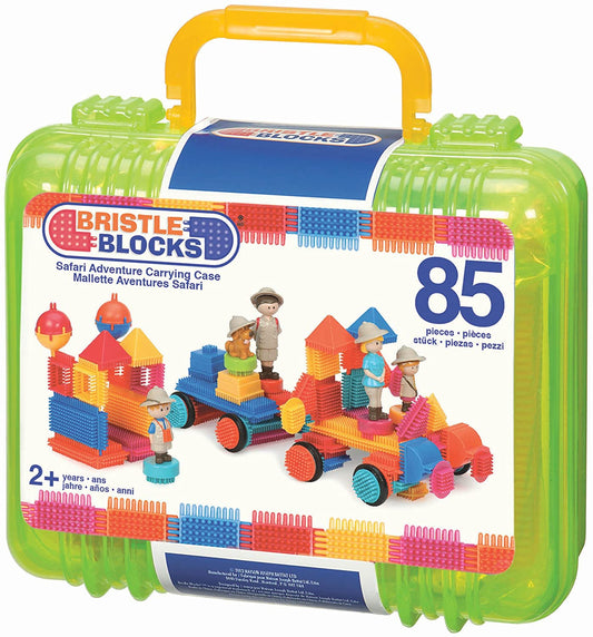 [Bristle Blocks by Battat] 85Pcs Safari Adventure Blocks Big Value Case | STEM Creativity Building Toys