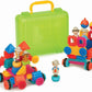 [Bristle Blocks by Battat] 85Pcs Safari Adventure Blocks Big Value Case | STEM Creativity Building Toys