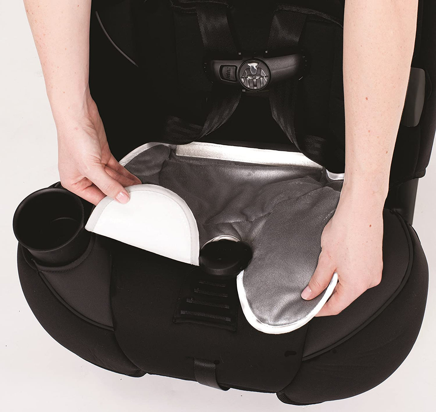 [Lulyboo] Infant To Toddler Breathable Head Neck and Body Support for Car Seat and Stroller - Removable Pillow Inserts - Custom Fit Cushion Adjustable Size - Waterproof Base