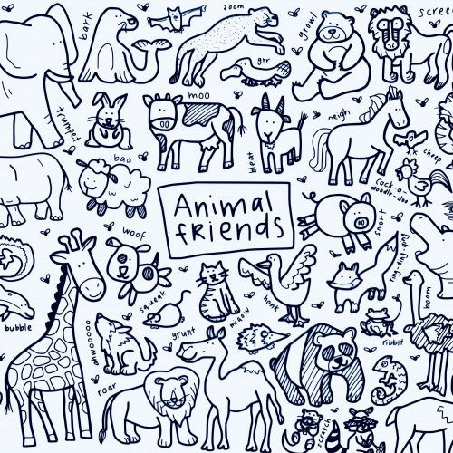 [Drawnby:] Animal Friends Washable Silicone Colouring Mat + 14pcs Markers Set