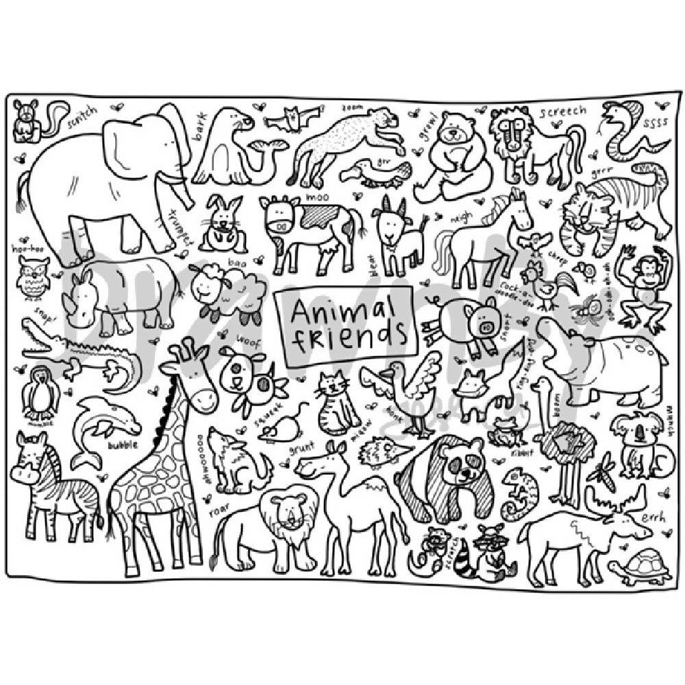 [Drawnby:] Animal Friends Washable Silicone Colouring Mat + 14pcs Markers Set