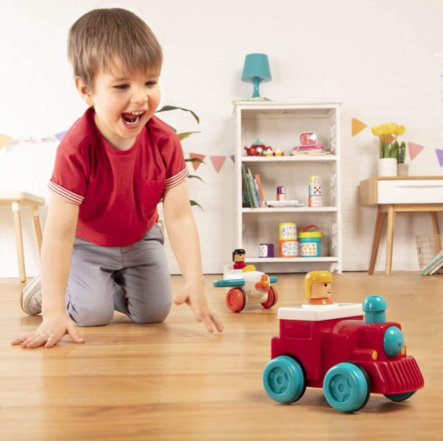 [Battat] Pump And Go Airplane / Train Engine - Push and Go Vehicle