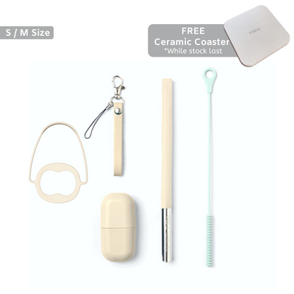 Morgen UiU Reusable Straw Set With Cup Holder and Coaster (Bundle Set)