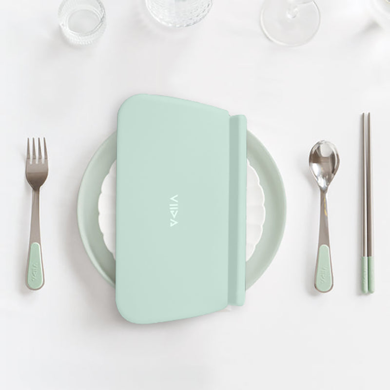 Morgen Stainless Steel Travel Cutleries Set with Chubby Food Grade Silicone Pouch XL (Bundle Set of 4)