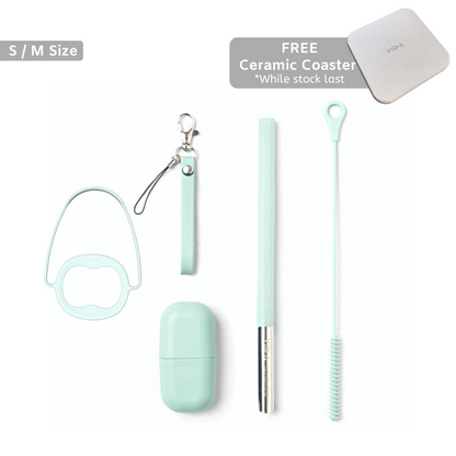 Morgen UiU Reusable Straw Set With Cup Holder and Coaster (Bundle Set)