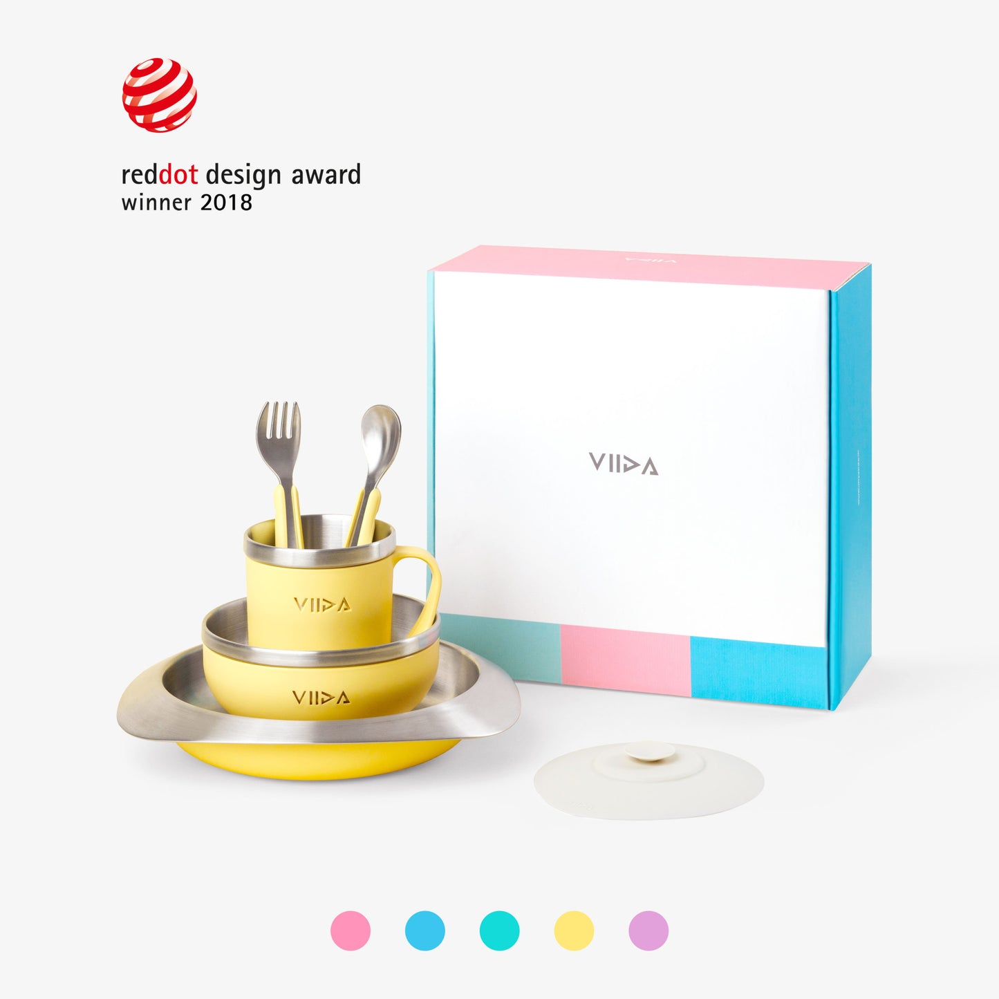 [VIIDA] The Soufflé Kids Stainless Steel Tableware Gift Set with Suction Pad (5 Colors)