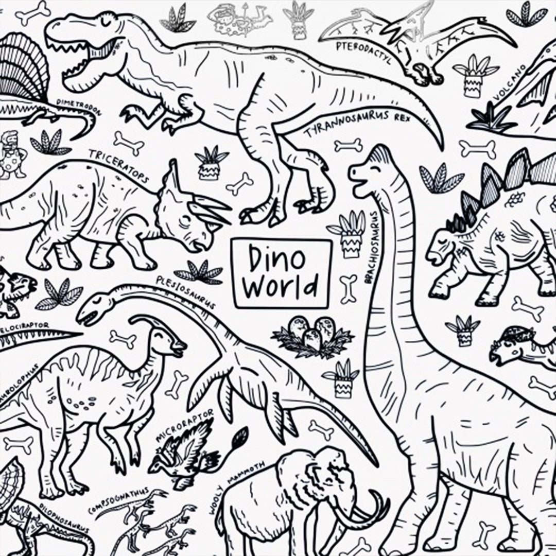[Drawnby:] Dino World Washable Silicone Colouring Mat + 14pcs Markers Set
