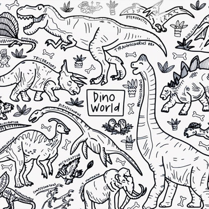 Dino World Washable Silicone Colouring Mat + 14pcs Markers Set