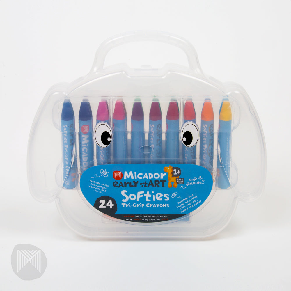 [MiCADOr] Early stART Softies Tri Grip Crayons Durable and Break-Resistant - 24pcs Beeswax Crayons
