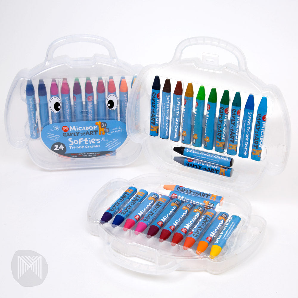 [MiCADOr] Early stART Softies Tri Grip Crayons Durable and Break-Resistant - 24pcs Beeswax Crayons