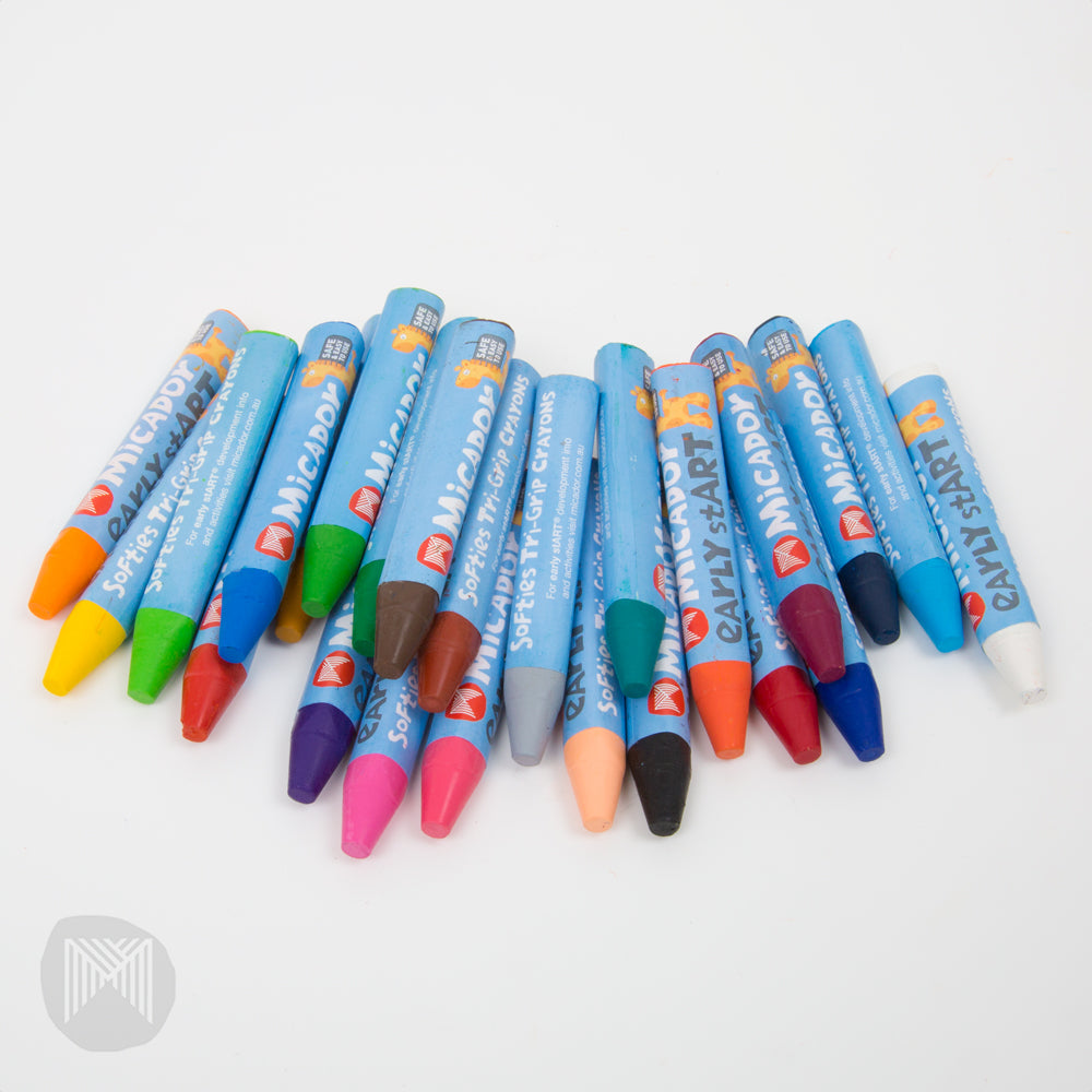 [MiCADOr] Early stART Softies Tri Grip Crayons Durable and Break-Resistant - 24pcs Beeswax Crayons