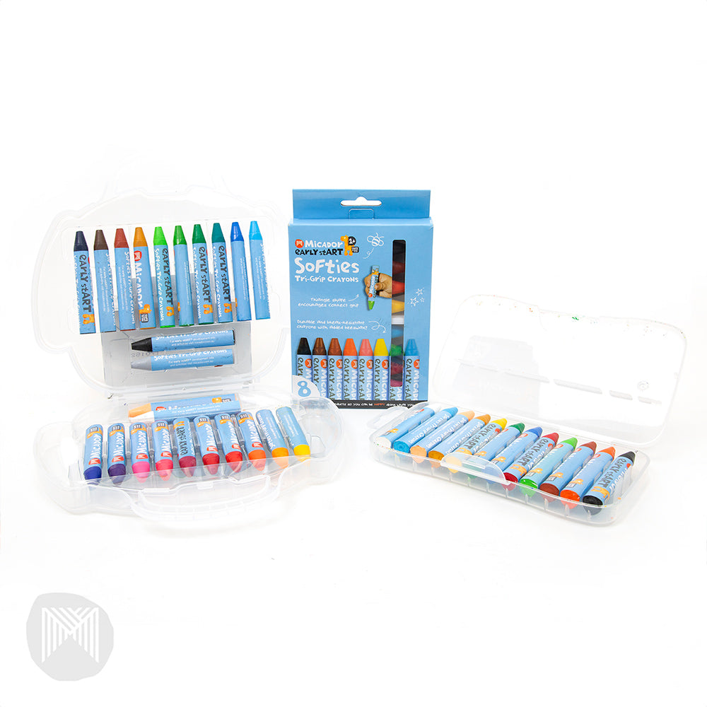 [MiCADOr] Early stART Softies Tri Grip Crayons Durable and Break-Resistant - 24pcs Beeswax Crayons