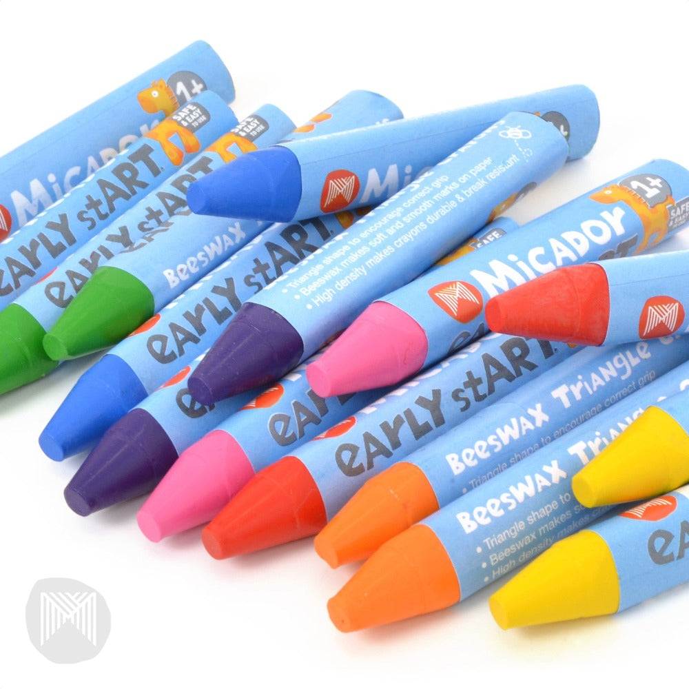 [MiCADOr] Early stART Softies Tri Grip Crayons Durable and Break-Resistant - 24pcs Beeswax Crayons