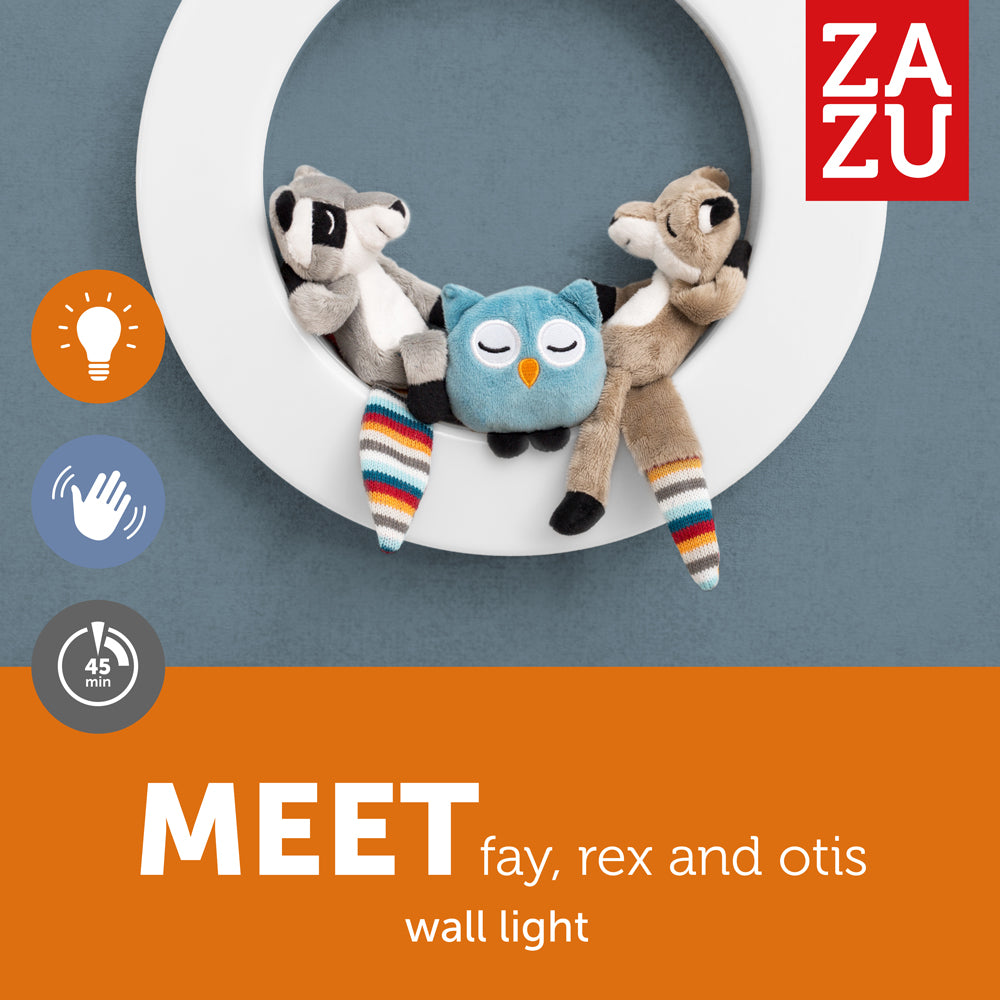[Zazu] Multi Colour Wall Nightlight Operated by Hand Gestures with Adjustable Brightness & 3 Soft Toys