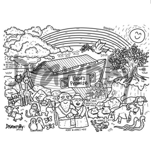 [Drawnby:] God's Promise Washable Silicone Colouring Mat + 14pcs Markers Set