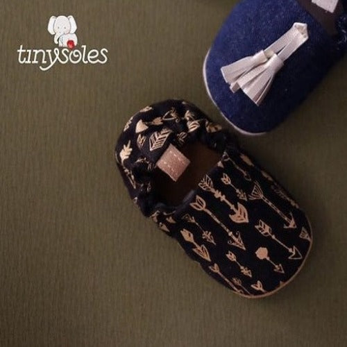 [TinySoles] Pre-walkers Soft Soled Baby Walking Shoes - The Gilded Collection, Gold Arrow - 100% Genuine Leather