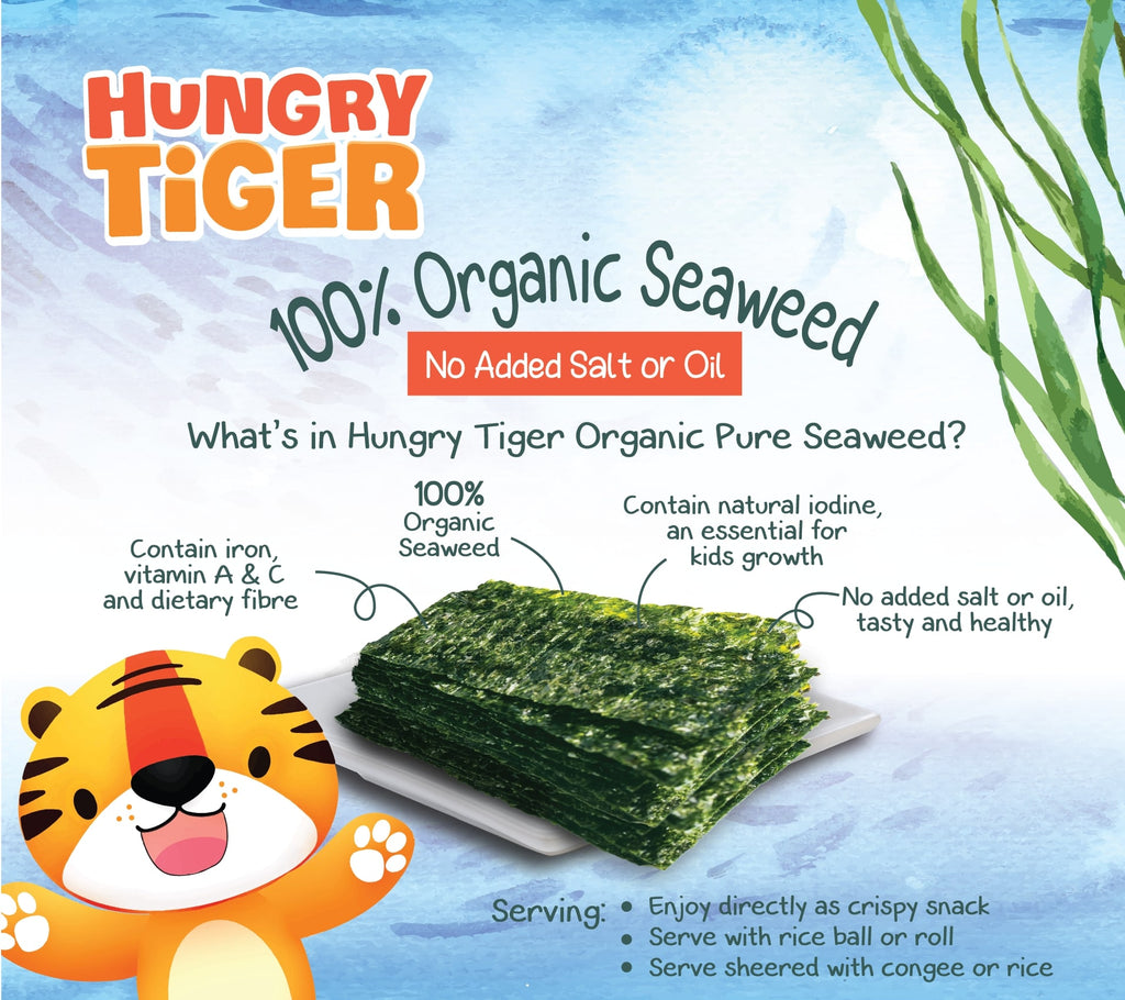 [Hungry Tiger] Organic Pure Seaweed Snacks Carton (12 Boxes x 20g)