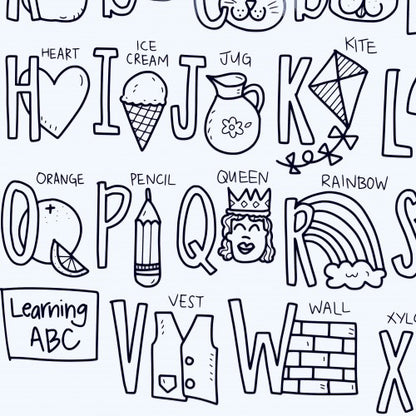 Learning ABC Washable Silicone Colouring Mat + 14pcs Markers Set