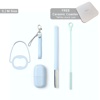 Morgen UiU Reusable Straw Set With Cup Holder and Coaster (Bundle Set)
