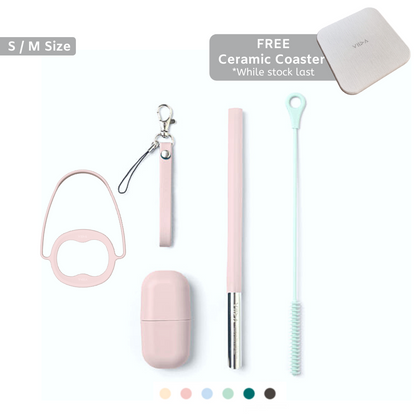 Morgen UiU Reusable Straw Set With Cup Holder and Coaster (Bundle Set)