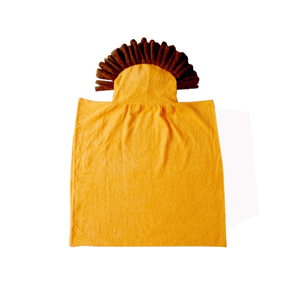 Orange Lion Hooded Poncho Towel