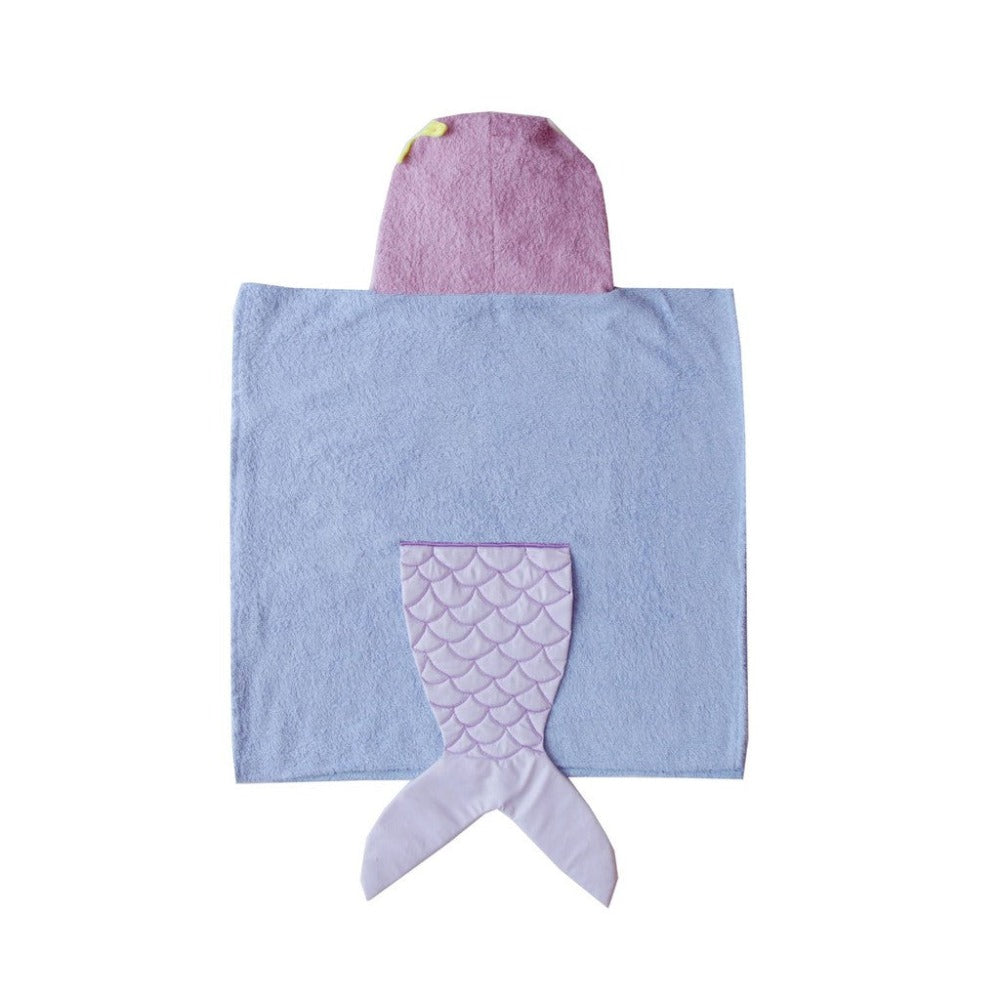 Purple & Blue Mermaid Hooded Poncho Towel