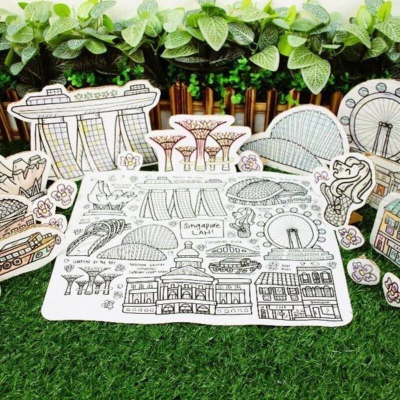 [Drawnby:] Singapore Lah Washable Silicone Colouring Mat + 14pcs Markers Set