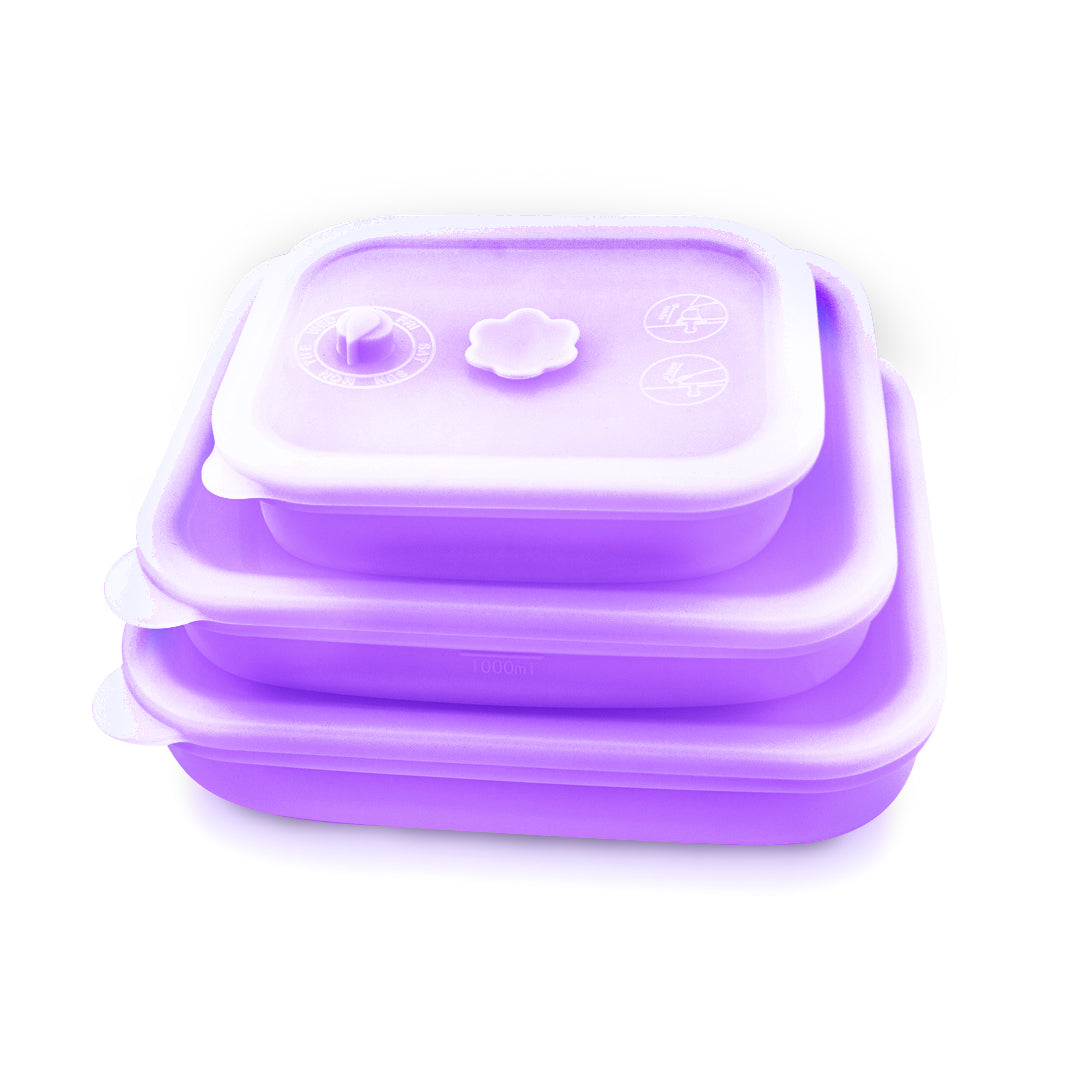[NYZE] Bundle Set Silicone Collapsible Airtight Food Container 3pcs & 1 Foodie Bag