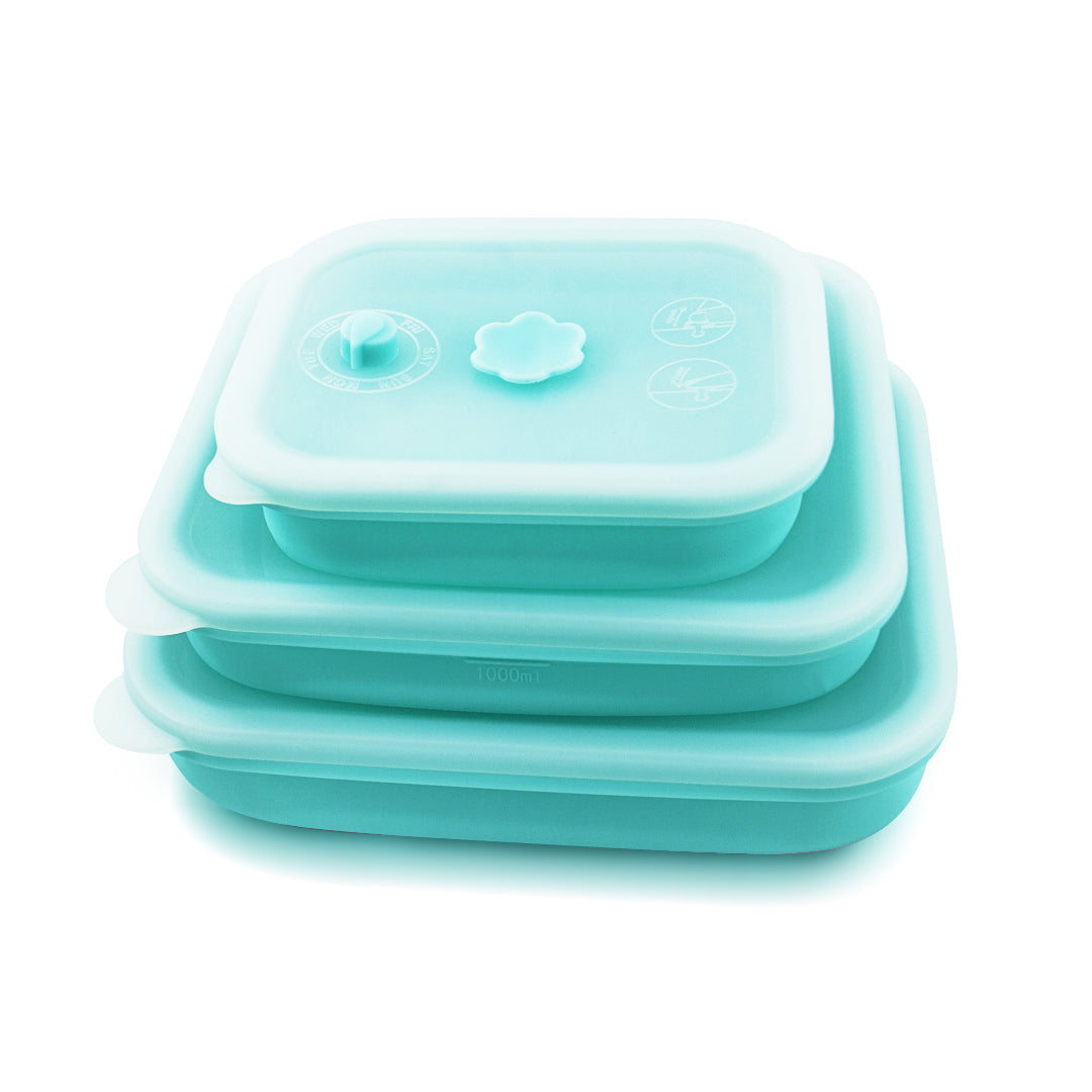 [NYZE] Bundle Set Silicone Collapsible Airtight Food Container 3pcs & 1 Foodie Bag