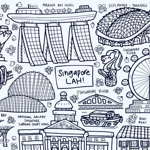 [Drawnby:] Singapore Lah Washable Silicone Colouring Mat + 14pcs Markers Set