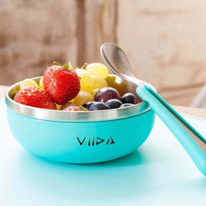 [VIIDA] The Soufflé Kids Antibacterial Stainless Steel Bowl with Lid 430ml