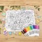 [Drawnby:] Tea Party Washable Silicone Colouring Mat + 14pcs Markers Set - Available in 30 Designs