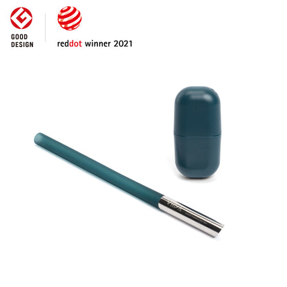 Morgen Stainless Steel Travel Cutleries Set + UiU Straw Set + Chubby Silicone Pouch XL (Bundle Set of 5)