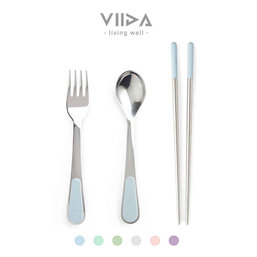 [VIIDA] CULI Stainless Steel Travel Spoon, TOLI Fork & PALI Chopsticks Set of 3