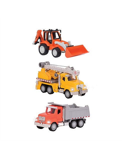 [Driven by Battat] Micro Series Micro Construction Fleet (3pc) - Small Toy Work Vehicle Set