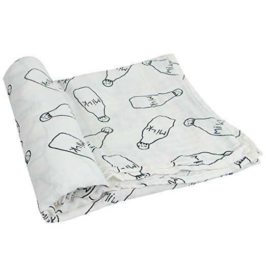 [Bebe Living] Baby Toddler Muslin Swaddle / Blanket - Milk Bottle Design