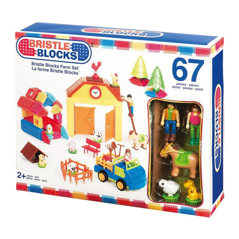 [Bristle Blocks by Battat] 67Pcs Farmset Blocks | STEM Creativity Building Toys