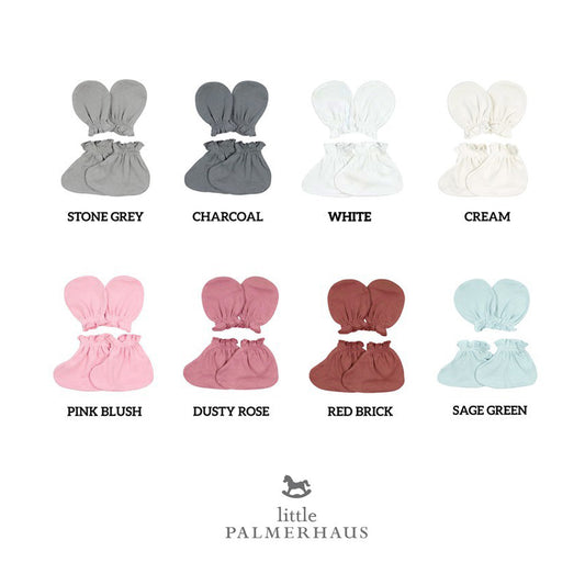 [Little Palmerhaus] Mittens and Booties Sets For Infant Baby Newborn | Ultra-Soft Cotton | Breathable Fabric | Safety Warm & Comfortable