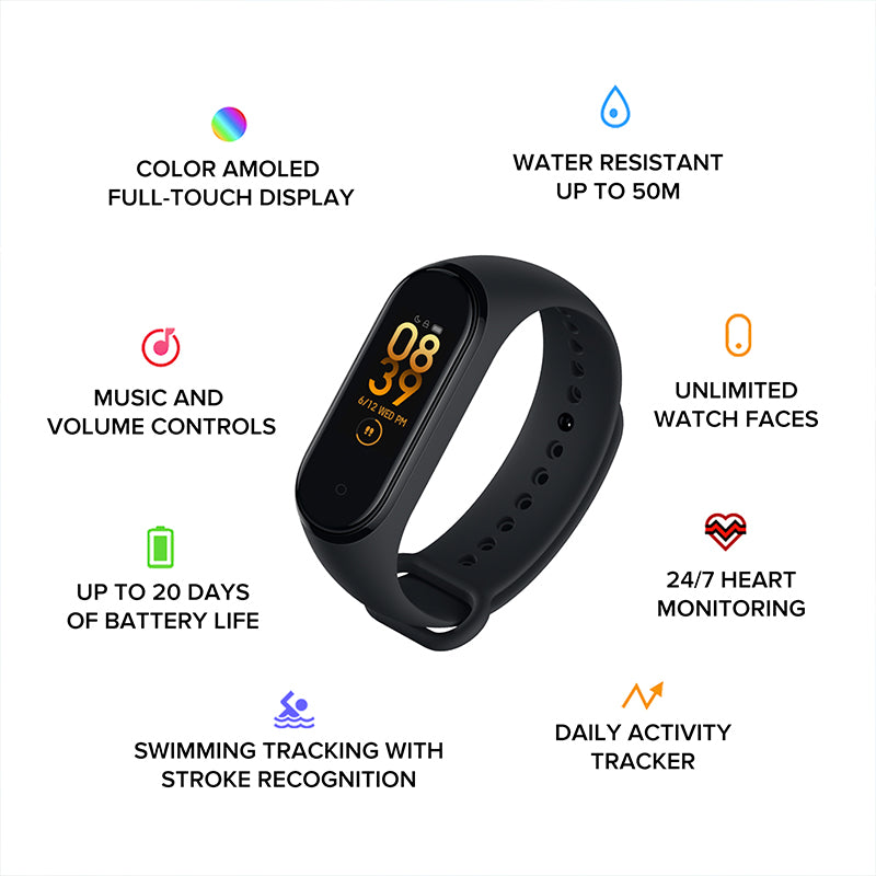 [Xiaomi] Mi Band 4 (Global Version) Heart Rate Monitor Fitness Tracker Wristband (BLACK)